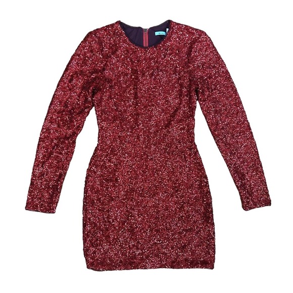 Kimchi Blue Dresses & Skirts - Kimchi Blue URban Outfitter NWT‎ Red Sequin Long Sleeve Mini Dress SMALL